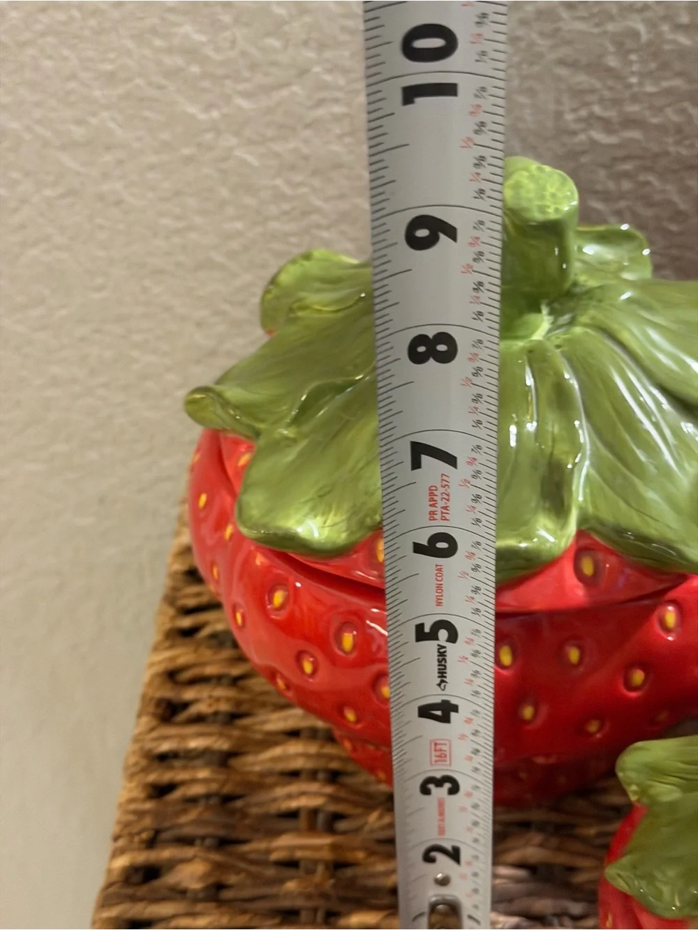 Set of 3 Ceramic Strawberry Canisters Jars with Lids Red Green Kitchen Decor